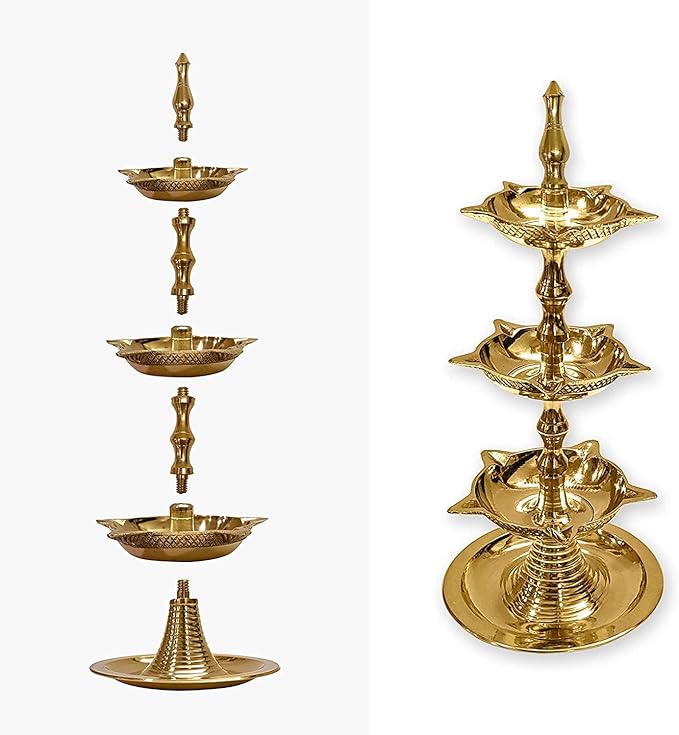 Standing Brass Kerala Samai Diwali Deepak for Puja Traditional Panchmahal Pooja Deepam Diya