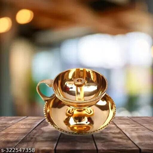 Designer 2" Brass Akhand Diya Deepak Oil Lamp For Puja Prayer Gift Home Temple